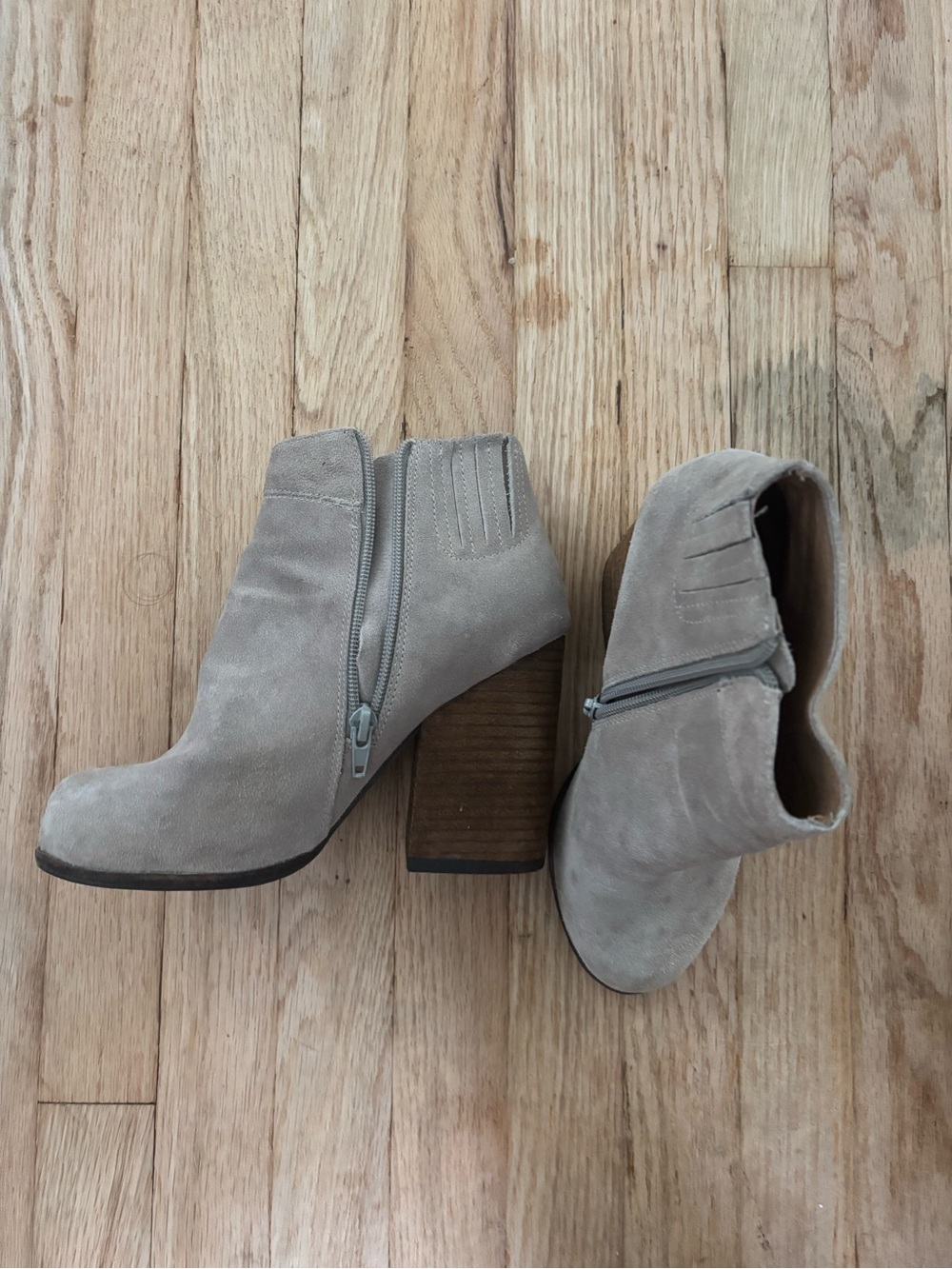 Jeffrey Campbell Taupe Suede Block Heel Ankle Booties